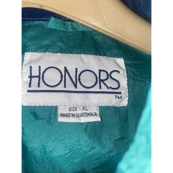 Vintage Honors Windbreaker Men’s Size XL Green Navy Hood 90’s Zip Front - Picture 2 of 9